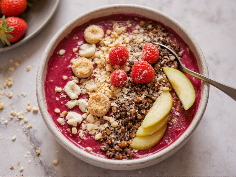 Colorful homemade acai bowl with various toppings