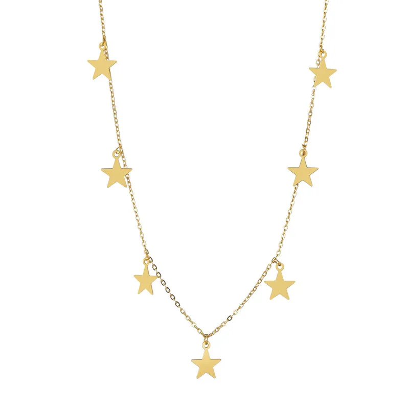 

Fashion women jewelry stainless steel necklace multi star necklace gold color, Silver/gold