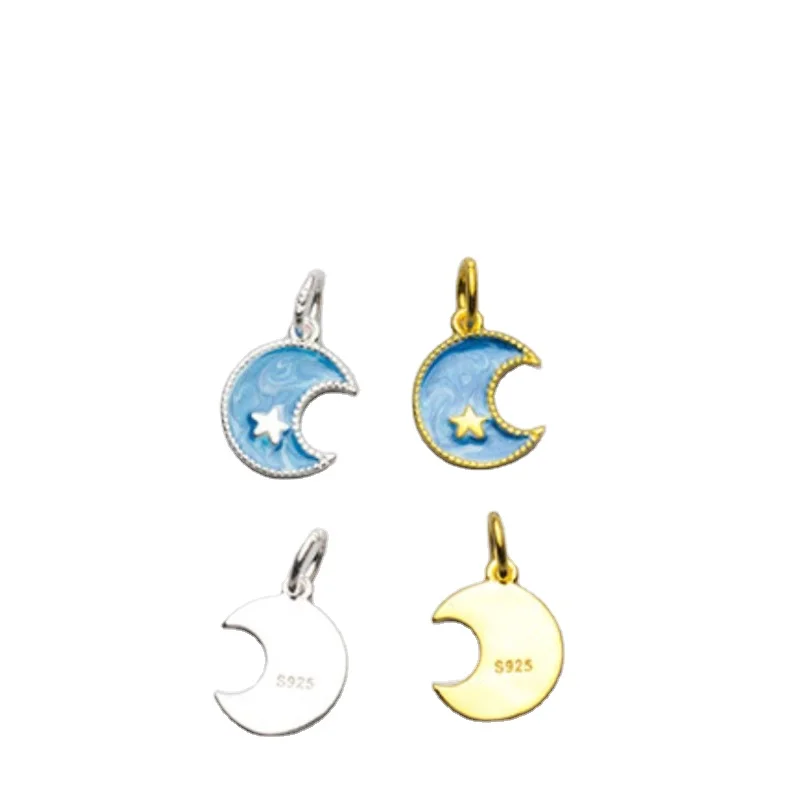 

Wholesale Pendant 925 Sterling Silver Drop Cute Moon Pendants for DIY Jewelry Necklace Bracelet Accessories