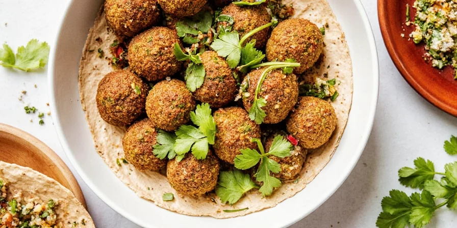 Finished Falafel Seasoning Mix in Mixing Bowl