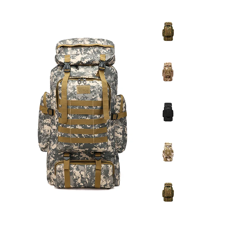 

Hot Sale 80L Waterproof Hiking Trekking Bag Rucksack Military Camouflage Backpack, Customized color