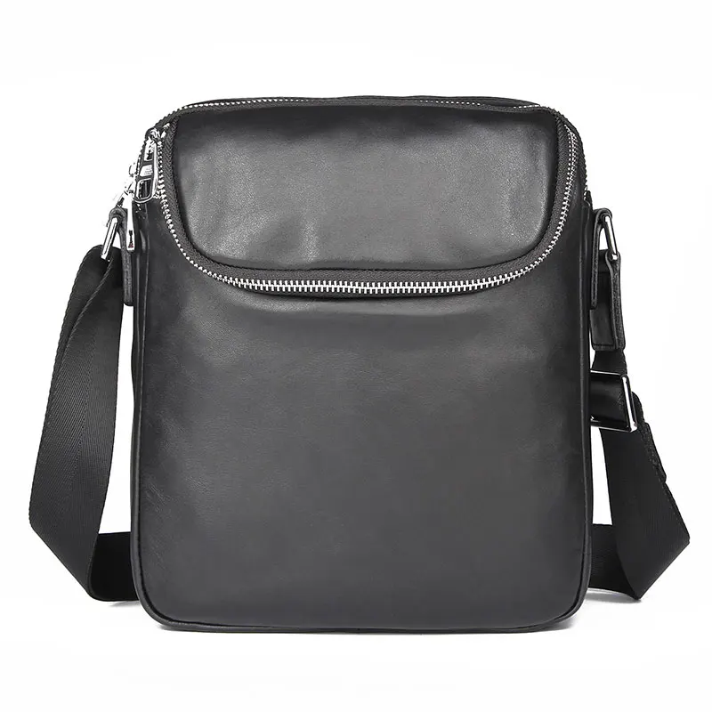 

Sling Bag Black Cow Leather Messenger Bag for Men's Shoulder Bag 1053A