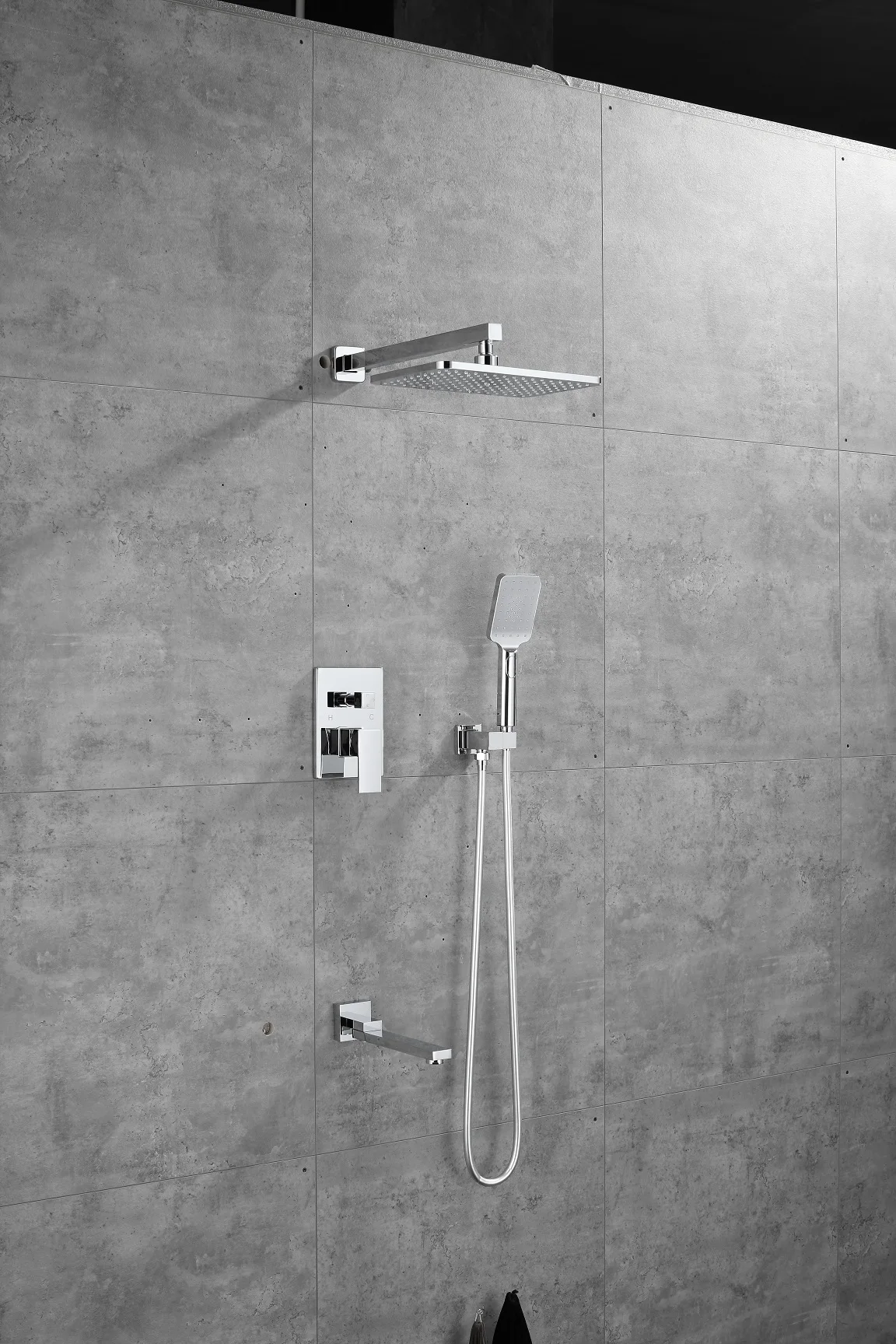 浴室豪华隐藏式淋浴套装雨量壁挂式淋浴墙壁淋浴套装