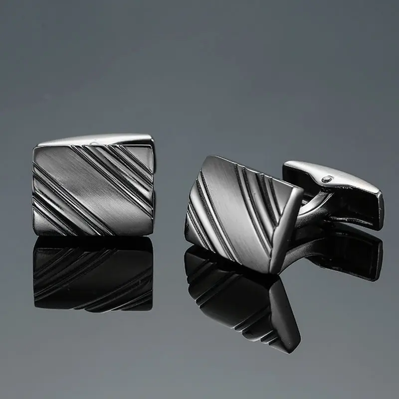 

Delicate jewelry spot wholesale men's French shirt cuff links copper material square flower striped cufflinks