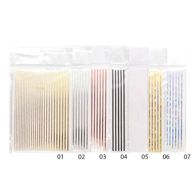 

Wholesale diy bar code line new designed gold nail sticker for nail decoration nail art decal