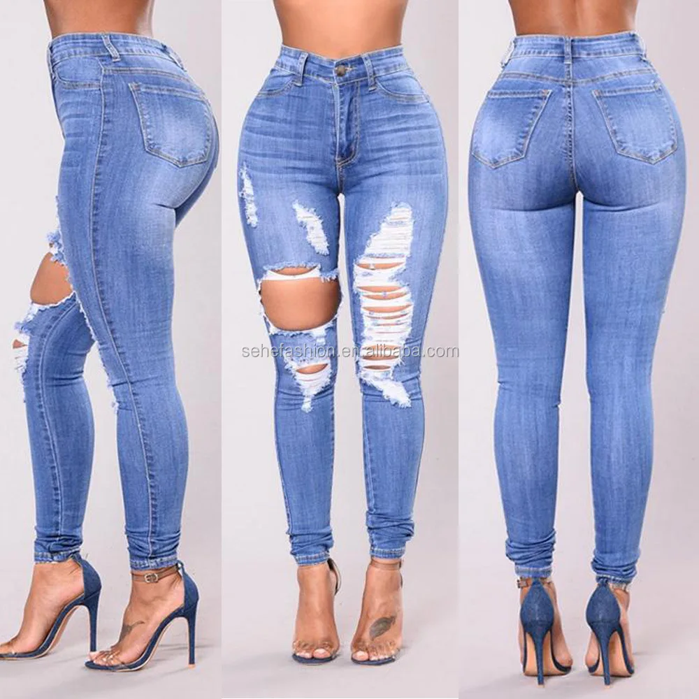 90910-mx23 Newest High Waist Skinny Cut Up Jeans Women - Buy Skinny ...