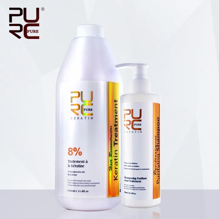 

Private Label PURC Before Keratin Hair Purifying Shampoo Brazilian Keratin Treatment Set Keratin Straightening, Transparent liquid