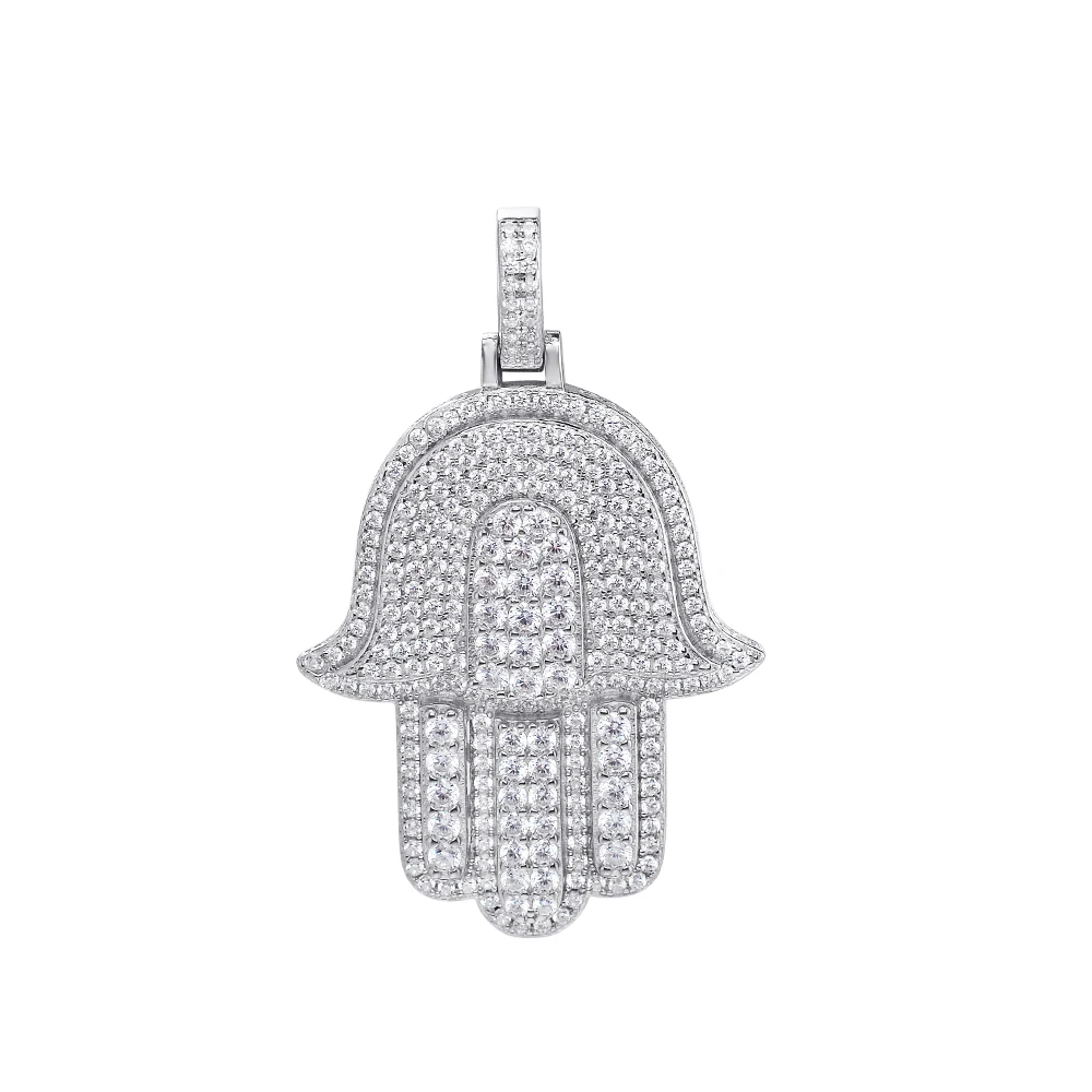 

50% Discount Hamsa Hand Iced Diamond Pendant Yellow Gold,Custom Hip Hop Jewelry