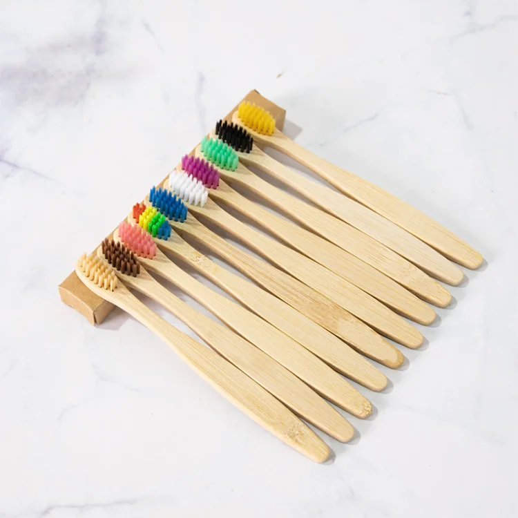 

Natural Bamboo Charcoal Toothbrush nyoln bristle Bent shape custom logo