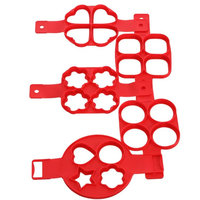 

4 Holes Cake Silicone Mold Kitchen Baking Tools Chocolate Pancake Mold, Red