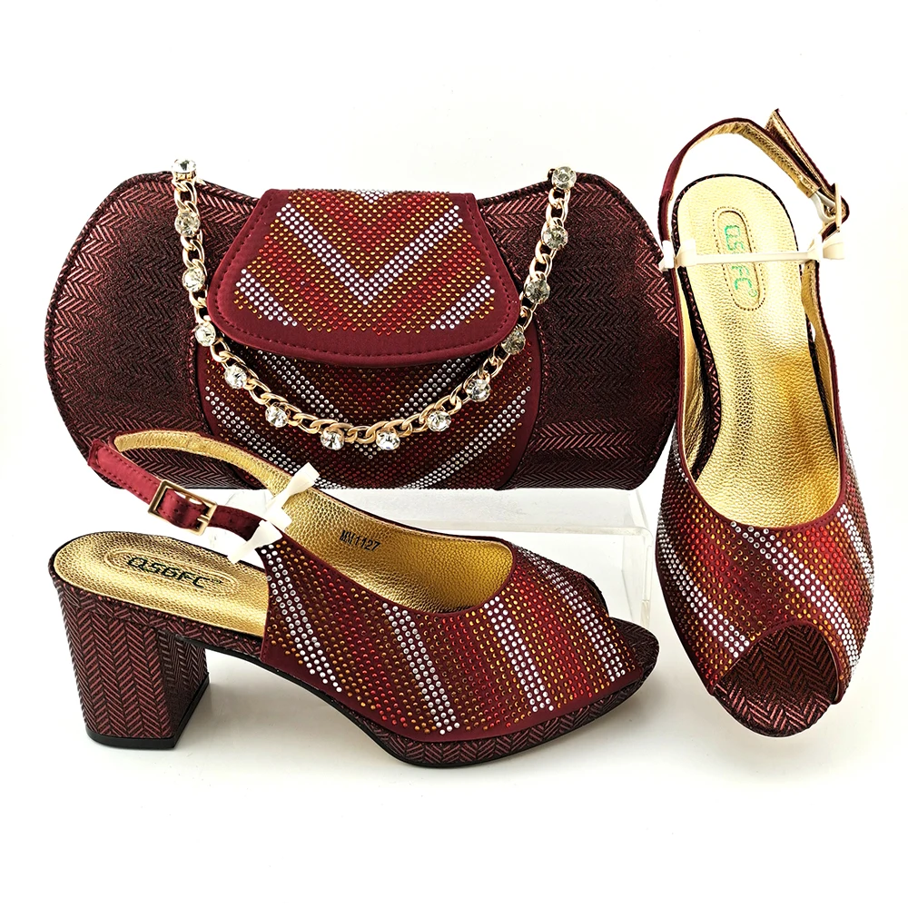 

Mikemaycall Best sale African dress party shoes bag set to match women Italian shoes and matching bag set made in China MS4186, Black,gold