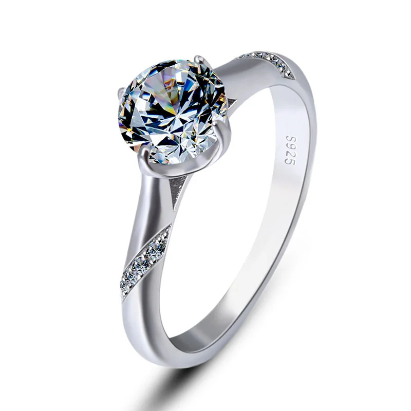 wholesale high quality Zircon plating jewellery ring womens 925 sterling engagement diamond Wedding silver jewelry rings