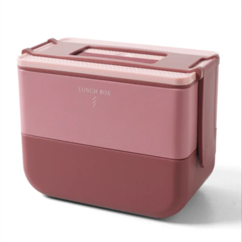 

Double Layer Japanese Style Lunch Box New Student Bowl Office Worker Portable Heat Preservation Lunch Box, Blue/pink