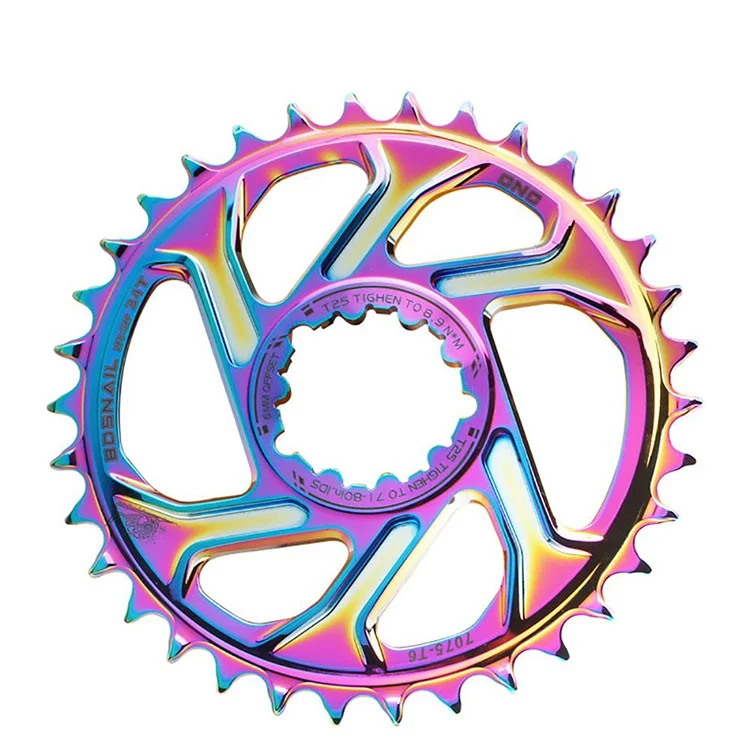 

High quality chainwheel Ultra-light chainring bmx road bike 30/32/34/36/38 T link chain ring, Black/rainbow