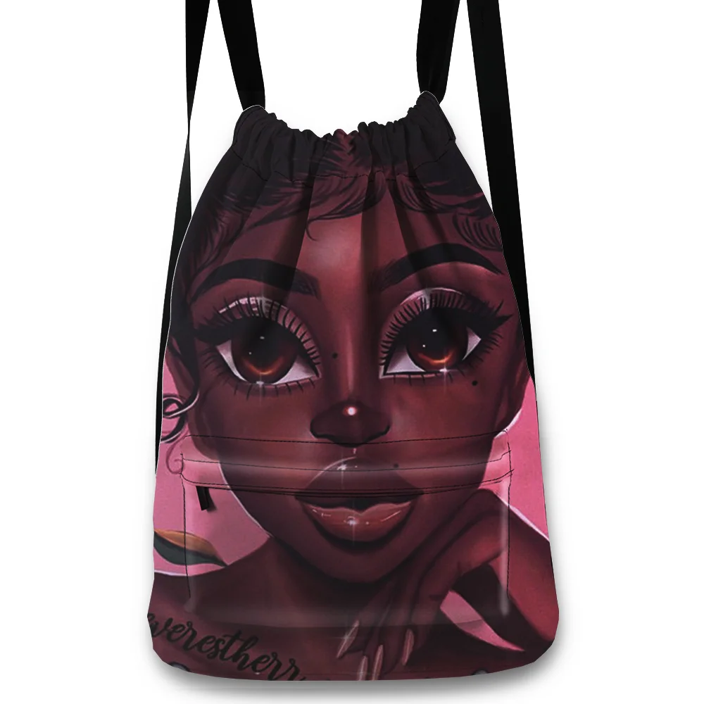 

2022 Drop Shipping Polyester Black Africa Wholesale Makeup Cosmetic Customize Logo Style for Unisex Girl Drawstring Backpack Bag