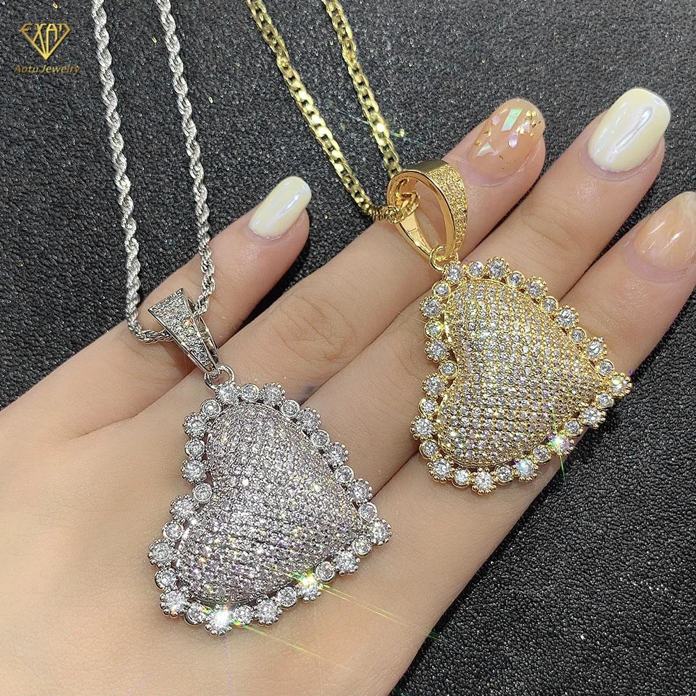 

elegant charm 18K gold jewelry rope tennis chain necklace heart pendant
