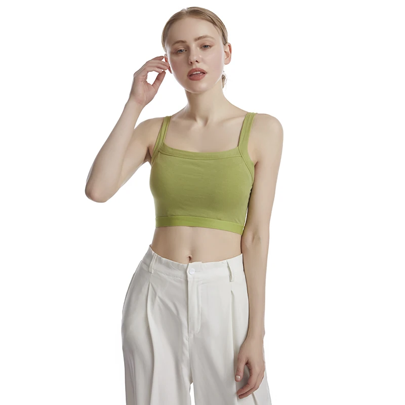 

Custom Logo Active Wear Women Sports Bra Longline Camisole Crop Tank Top Sexy Ladies Seamless Top Fitness Yoga Bra, Yellow/black/beige/green/pink