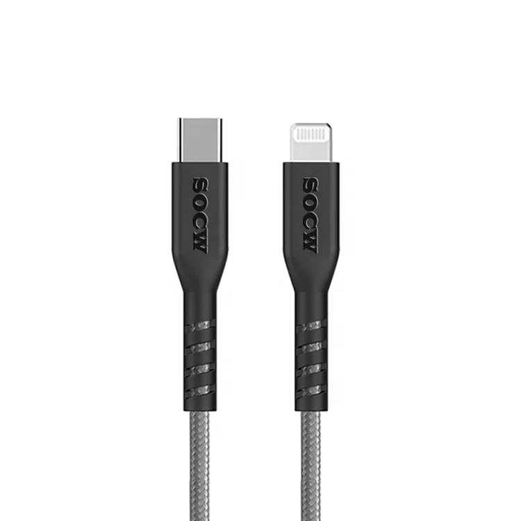 

SOCW Metal Aluminum Nylon Braided USB2.0 3A Fast Charging USB Type C to Lightning Data Charger Cable for i Phone