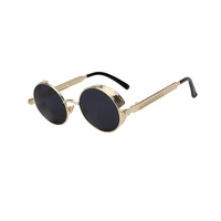 

2020 High Quality Polarized Retro Steampunk Sunglasses Round Glasses Vintage Round Steam Punk Mirror Men Women