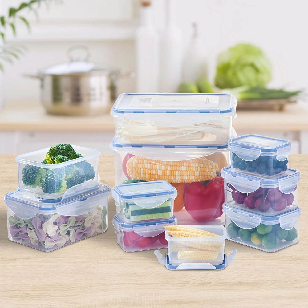 

EASYLOCK BPA Free Airtight Microwave Storage PP Plastic Food Container Lid Organizer, Clear,transparent