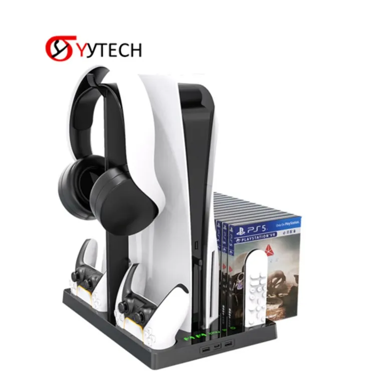 

SYYTECH Multifunctional Game console bracket headset cooling fan controller charging stand base For PS5 Playstation 5 Accessorie
