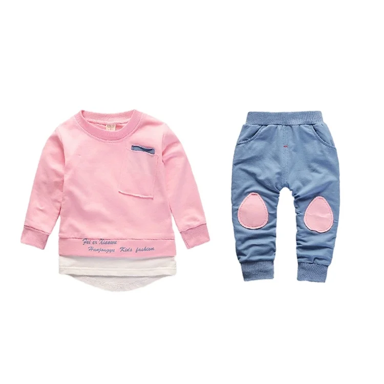 

9 months to 5 years spring autumn plain color pink kids and baby girl track suit, 4 colors