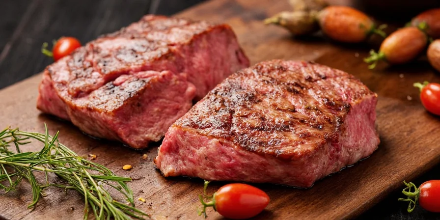 Steak marinating with garlic, rosemary, and thyme