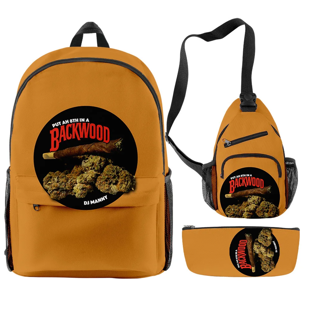 

Hot sale 3pcs backwoods cigar backpack for boys men backwood print bag laptop shoulder knapsack packsack bag
