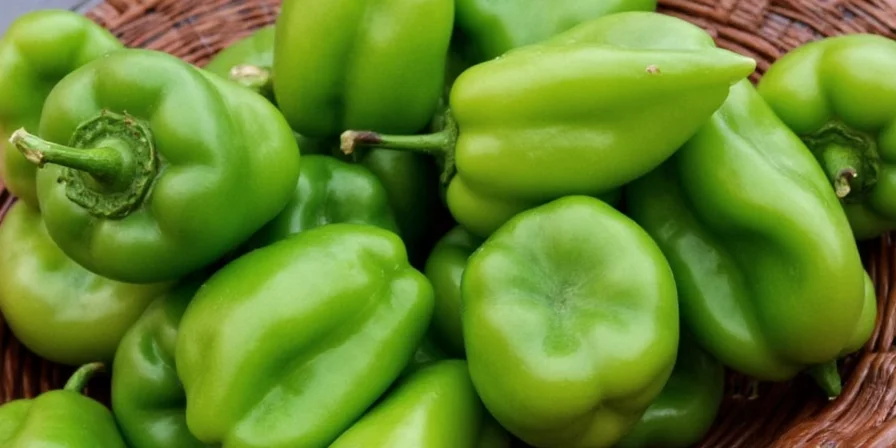 Scoville scale comparison chart showing Anaheim next to jalapeño, poblano, and bell pepper