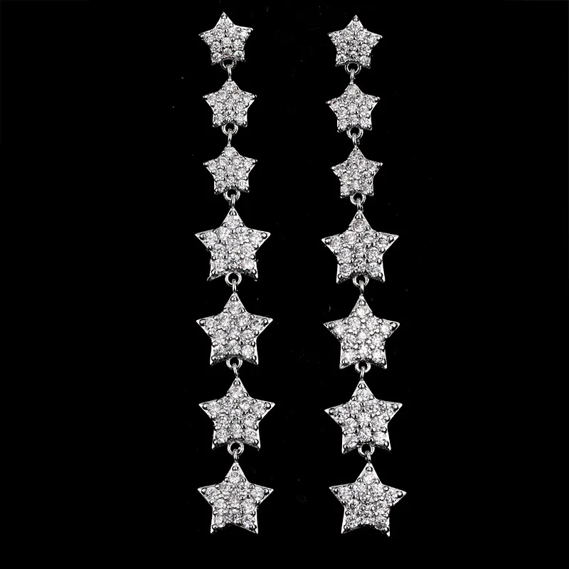 

Fashion Tassel Star Zircon Earrings Dangle Drop Earrings Statement Brincos