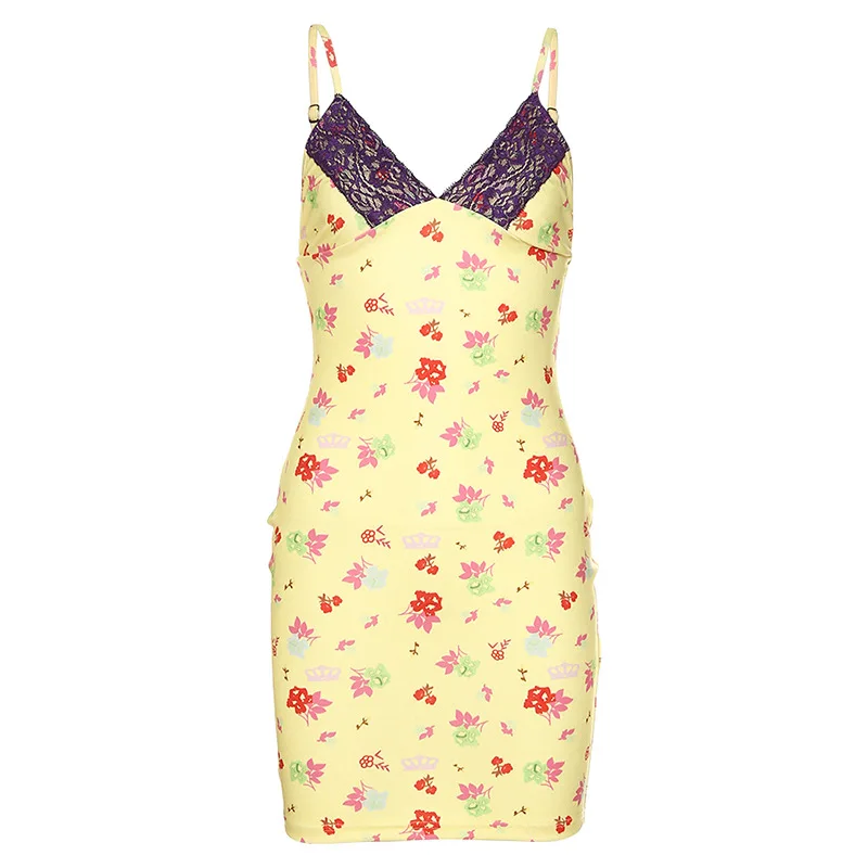 

2020 New Arrival summer lace casual bandage v-neck spaghetti strap women ladies mini dresses