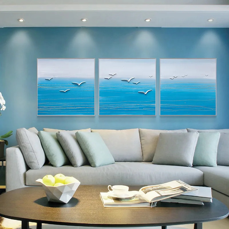 

New Design Modern Minimalist Style Epoxy Pottery Living Room Decorative Sofa Background Wall Oil Painting Decorative Painting, As pic