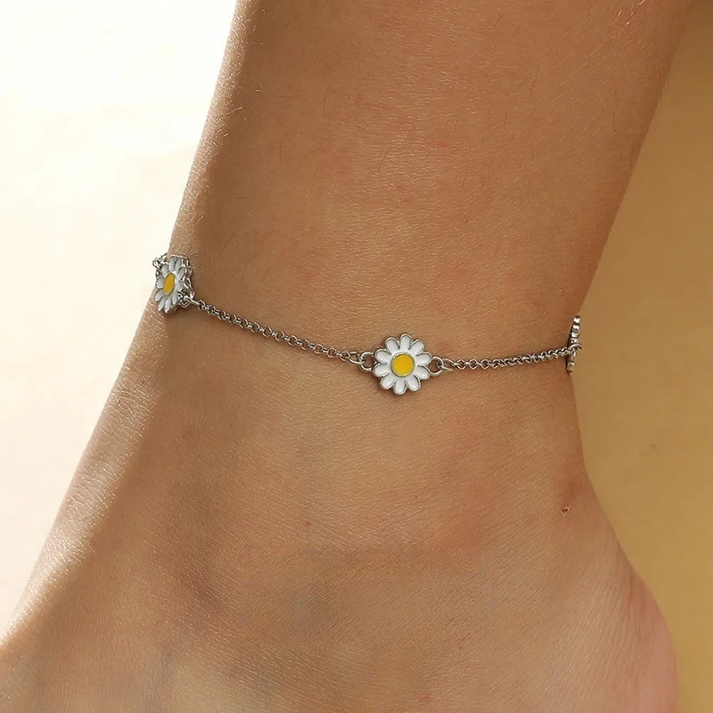 

Fashion Korean Simple Ankle Bracelet For Female Daisy Chain Bestie Students Creative gift Jewelry, Customized color