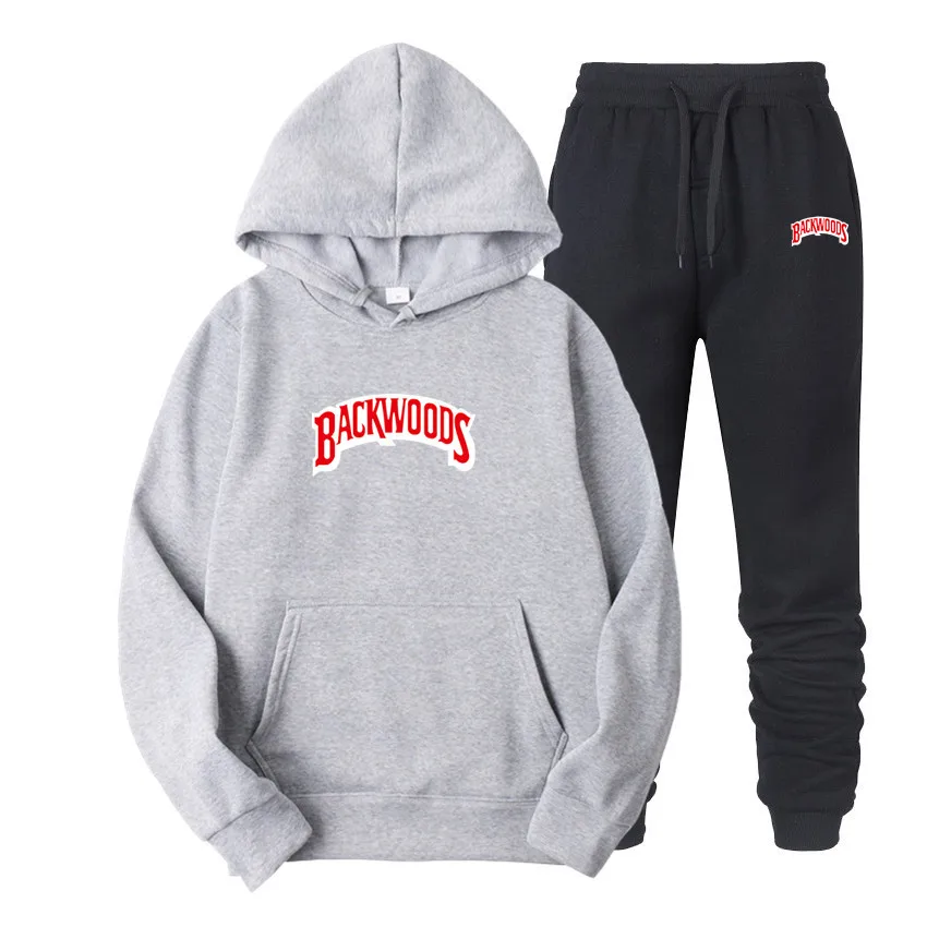 

Wholesale Custom Logo Quality Design Fashion College Gym Jogger Fitness Sport Sweatshirt And Sweatpants Backwoods Hoodies Set