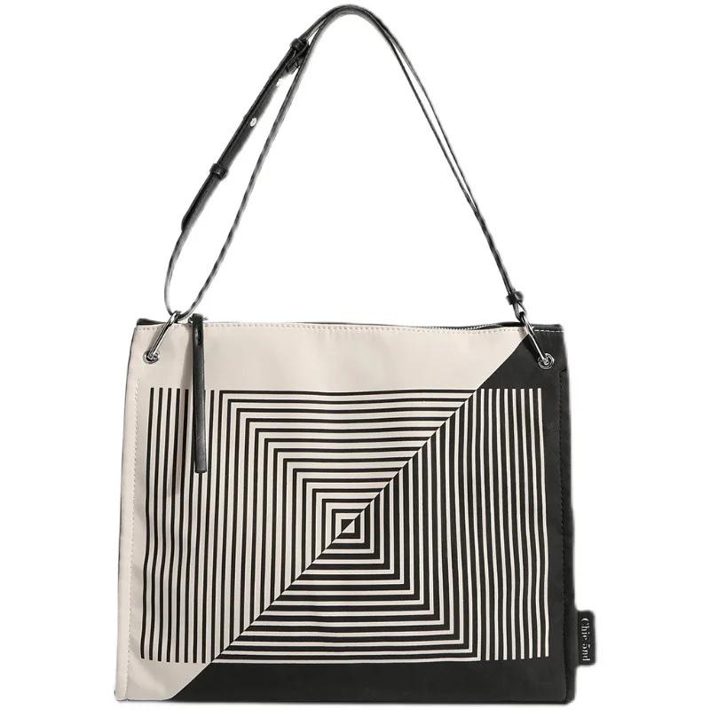 

Factory Selling Geometric Large Capacity Handbag Canvas Material Fashionable Versatile One Shoulder Diagonal Span tote Bag