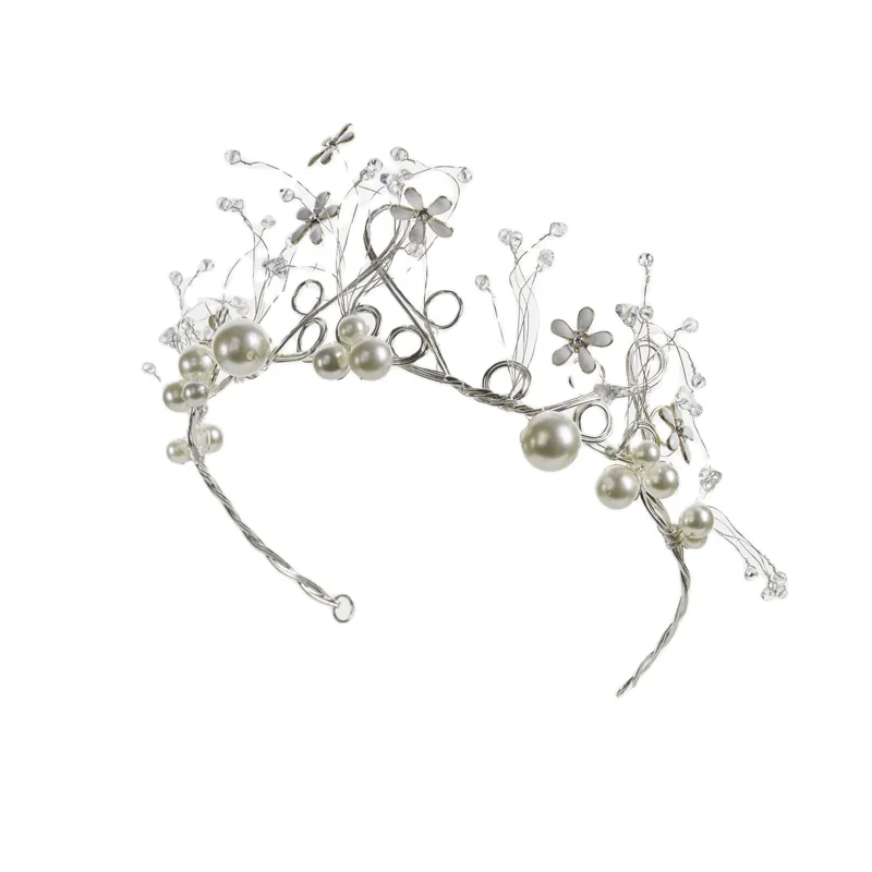 

bridal girls flower tiara crystal pearl crown hair accessories wedding dress birthday party crown accessories pieces