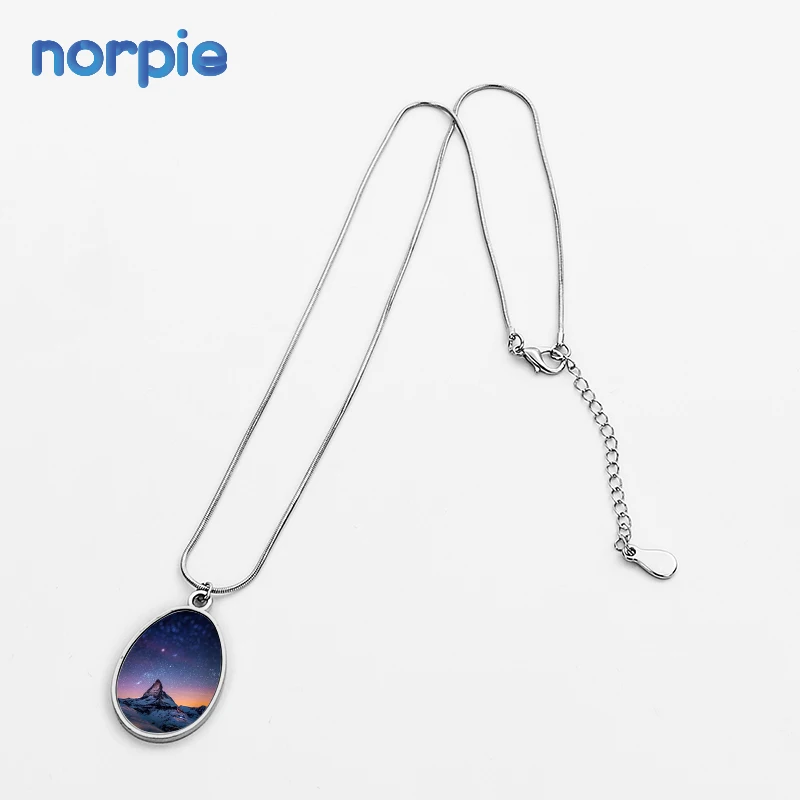 

Sublimation Blank Double-sided Oval Shape Metal jewelry Necklace Mothers Day Gifts, Silver color