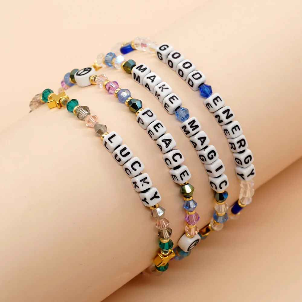 

Go2boho Bohemian Beaded Bracelet Fashion Jewelry Pulsera Women Charm Custom Letter Boho Handmade Colorful Crystal Bead Bracelet