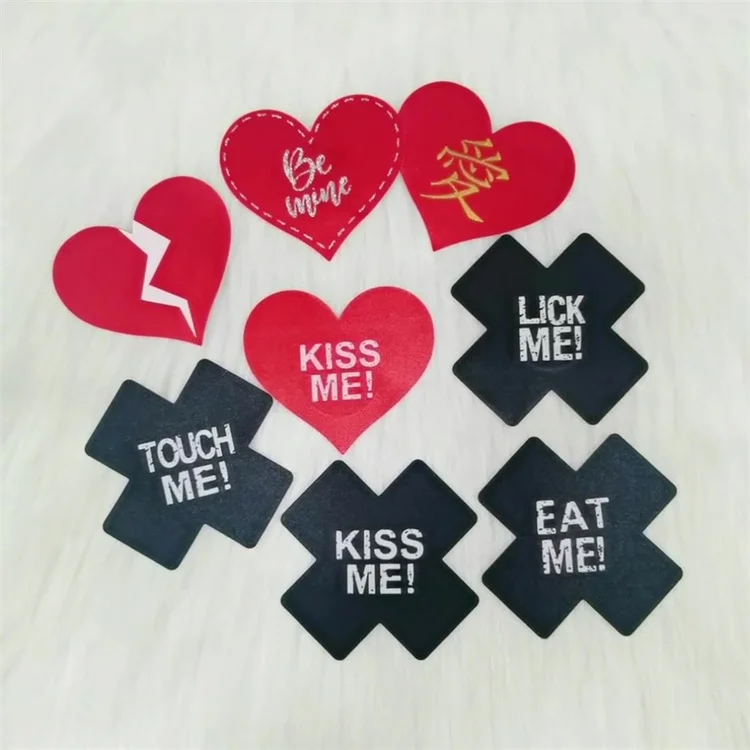 

Cross black nipple cover bra stickers litter sexy women wholesale nipple pasties kiss touch eat and lick me, Red,black
