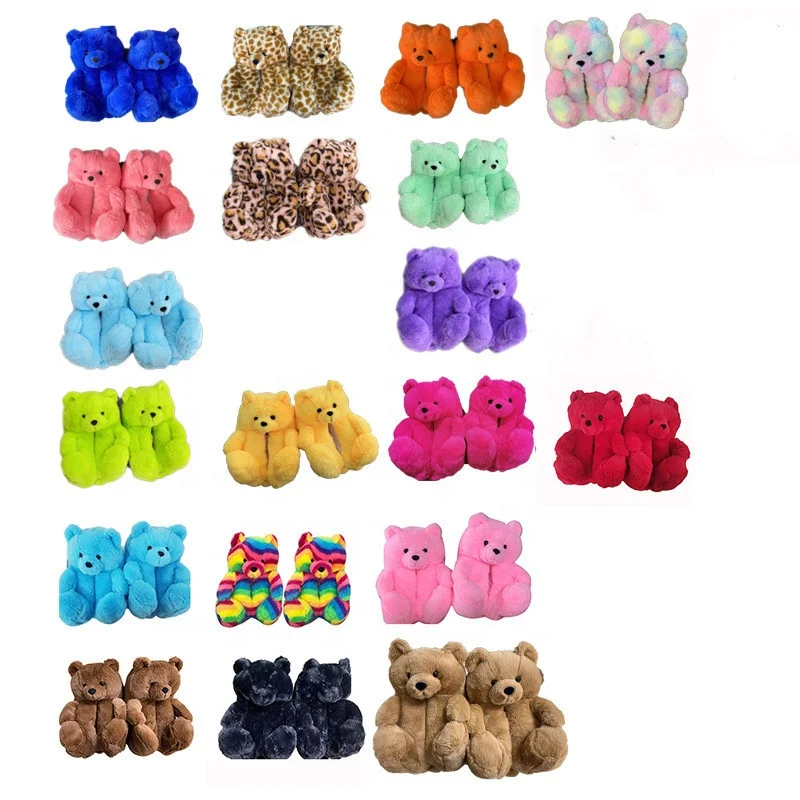 

UTUNE Winter Teddy Bear Slipper For Women Girls Plush Slippers Confortable House Women Slippers Casual Shoes, Multi color