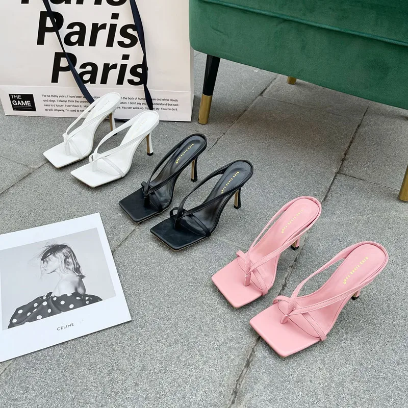 

Fashion high heels Outer wear slippers breathable 2021 New product flip flops women mules, Picture color