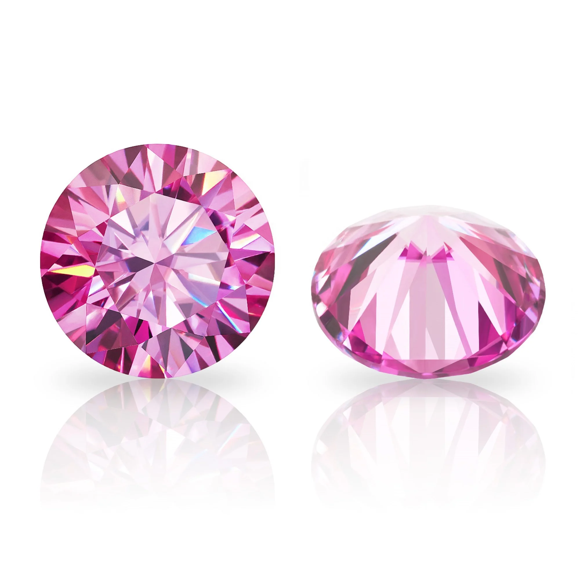 

High quality pink moissanite factory make pink lab created moissanite round shape