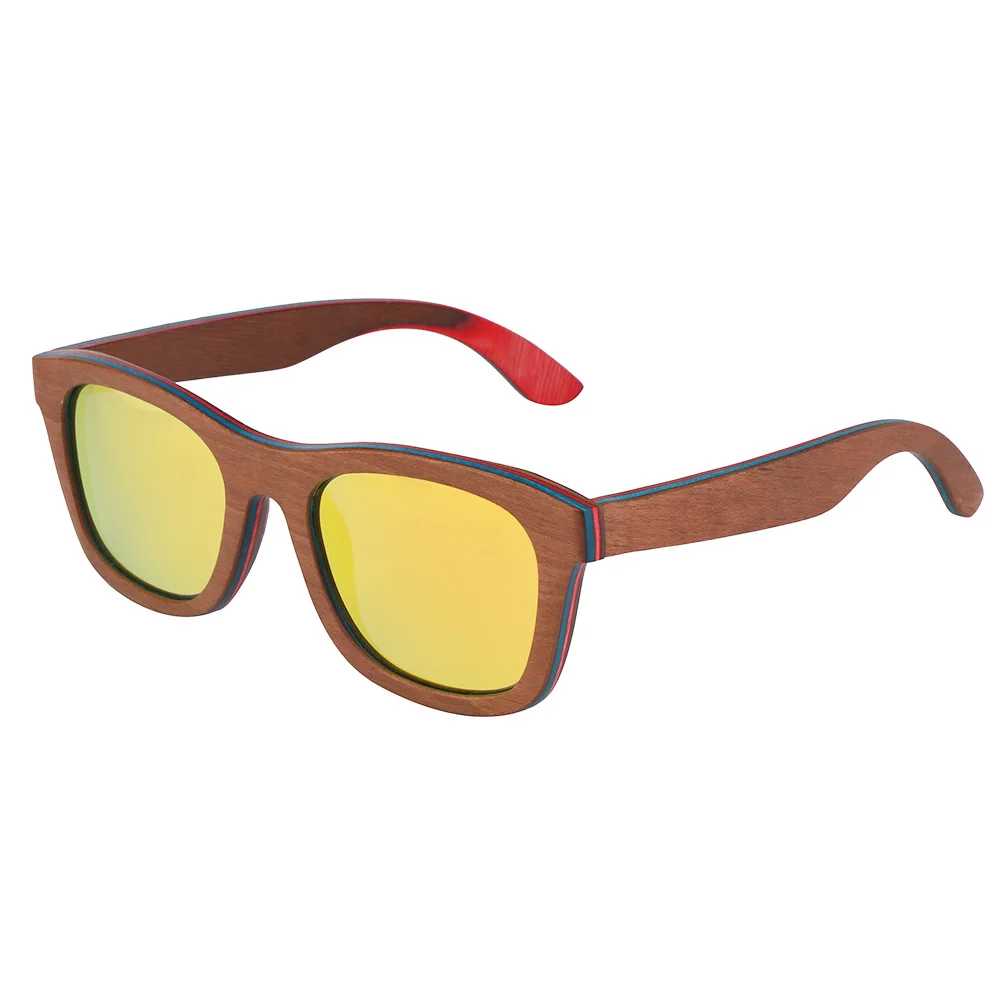 

New product High quality Made in China Coffee Square skateboard wood sunglasses