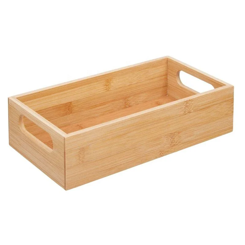 Bamboo Compact Food Storage Bin With Handle For Kitchen