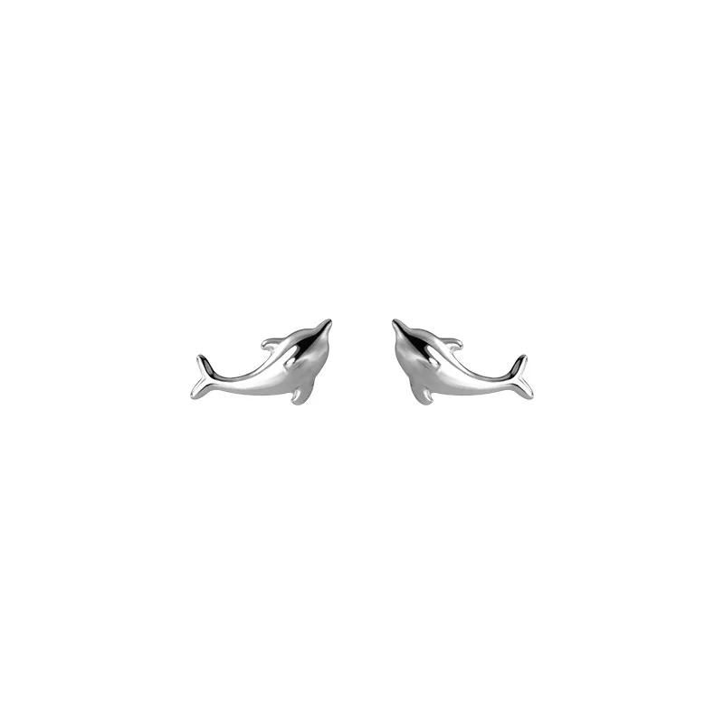 

Cute Small Animal Dolphin Earrings Women High Polished 925 Sterling Silver Dolphin Stud Earrings