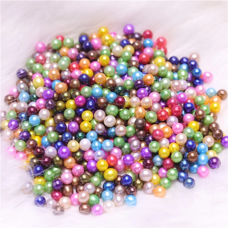 

6-7mm AAAA+ grade natural real dyed freshwater round shape beads loose pearl no holes for cages lockets pearl party