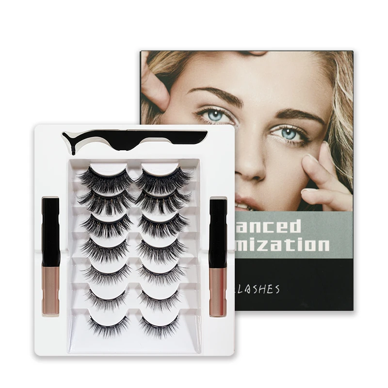 

7pairs 5 Magnetic Eye Lashes Clip Faux Eyelashes Mashup With Magnetic Liquid