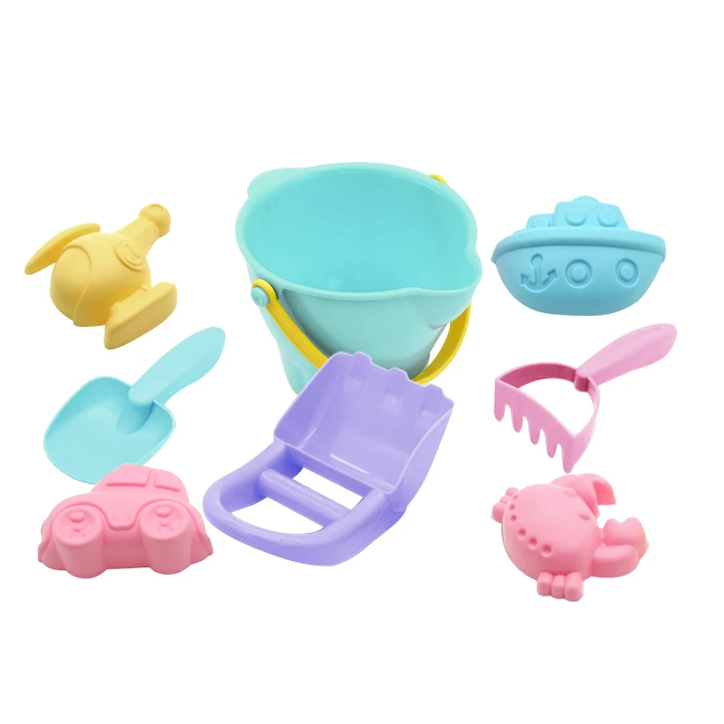 

Hot selling Amazon Outdoor Beach Sand Bucket Toys 8 Pcs Set for Baby Beach Toy