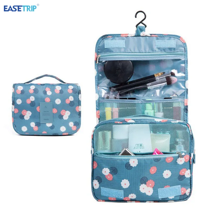 

New Design Makeup Bag Cosmetic Travel Waterproof Handle It Folding Custom Cosmetic Wash Bag with Hook Up, Custom color accept