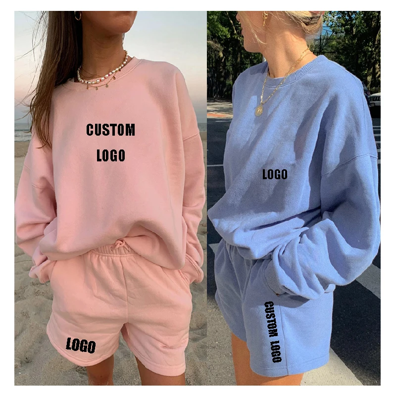 

Free shipping Neon Clothing Autumn Tracksuit Women Biker Shorts Textured Gym Clothing Jogging Women Clothes Two Piece Short Set, Customized color